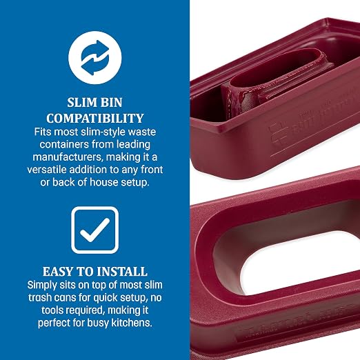 San Jamar KatchAll Magnetic Trash Can Lid for Retrieving Flatware, Magnetic Top for Garbage Bin, 21.5" x 11.75", 1 Count, Burgundy