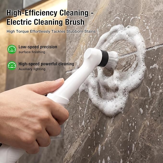 Electric Grout Cleaner, Electric Spin Scrubber, 5 Magnetic Heads | Rechargeable Waterproof Power Scrubber for Tile Grout, Bathroom, Kitchen, Sink & Crevices