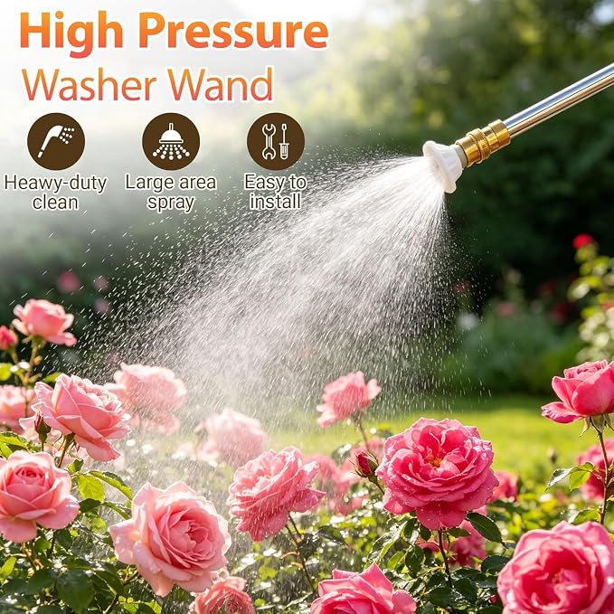 Heavy Duty Adjustable Garden Hose Nozzle, High Pressure Jet Spray, Metal Sprayer for Car Wash, Lawn, Patio Cleaning, Leak-Proof Design