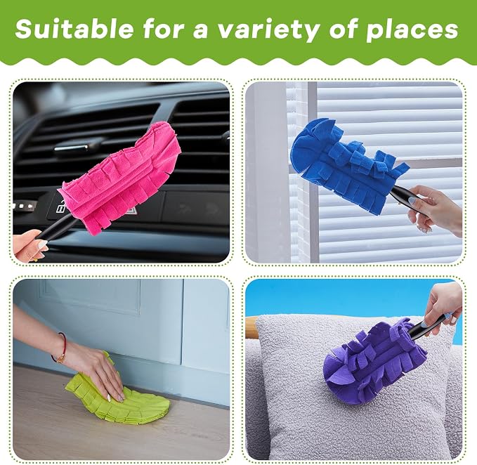 Zubebe 30 Pcs Reusable Duster Refills Fleece,Dark Color | Soft Polyester Fiber Flat Duster Refill Multi Surface Washable Cleaning Pad Tools for Home, Blinds, Car, Pet, Furniture, Fans