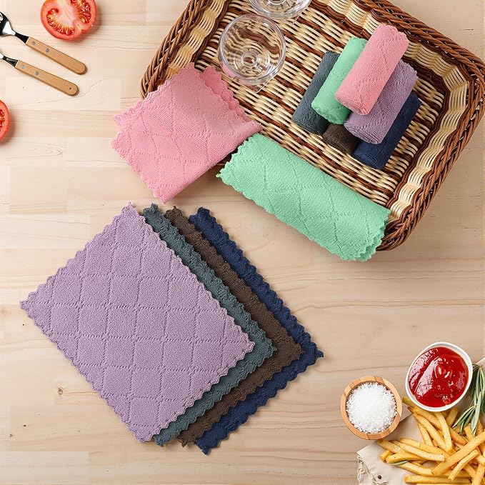 Homaxy Super Soft Absorbent 18 Pack Coral Velvet Dish Cloths, 7" x 9" | Fast Drying, Nonstick Oil, No Lint, Multi-Purpose, Microfiber Cleaning Cloth, Machine wash