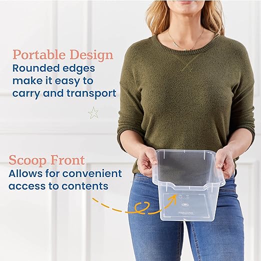 ECR4Kids Scoop Front Storage Bin, Multipurpose Organization, Clear, 5-Piece | Durable plastic, GREENGUARD Gold Certified, 1.2 gallon capacity, lightweight & nestable, built-in handle, classroom/home use