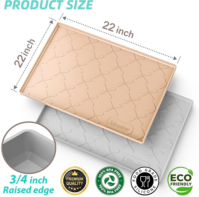 SIKADEER Waterproof Under Sink Mat 22" x 22" Silicone Mat Cabinet Protector | Heavy Duty Kitchen Cabinet Liner, Easy Press Drain, Home Essentials for Pet Feeding, Boots, Bathroom, Organizers & Storage