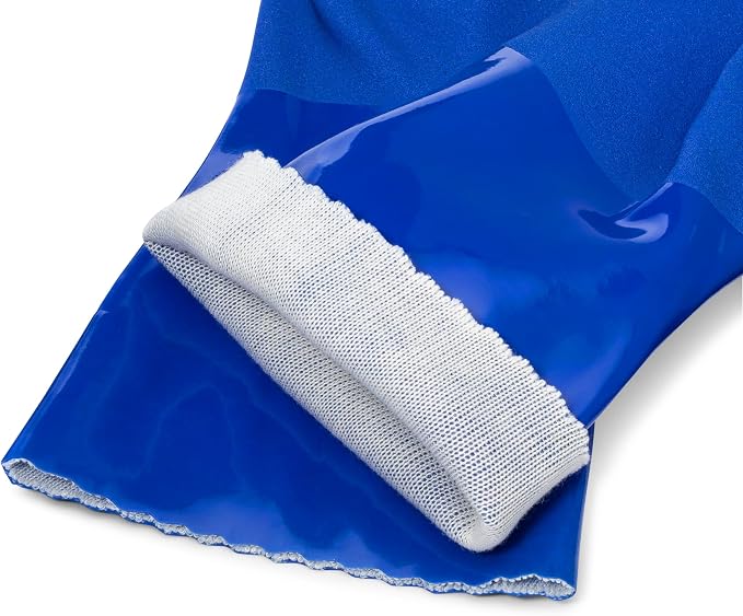 Ultimate Rubber Household PVC Gloves with Comfortable Cotton Lined, Anti-Slip surface, Kitchen Dishwashing, Extra Thickness, Kitchen Cleaning, Working, Painting, Pet Care (Small, Blue)