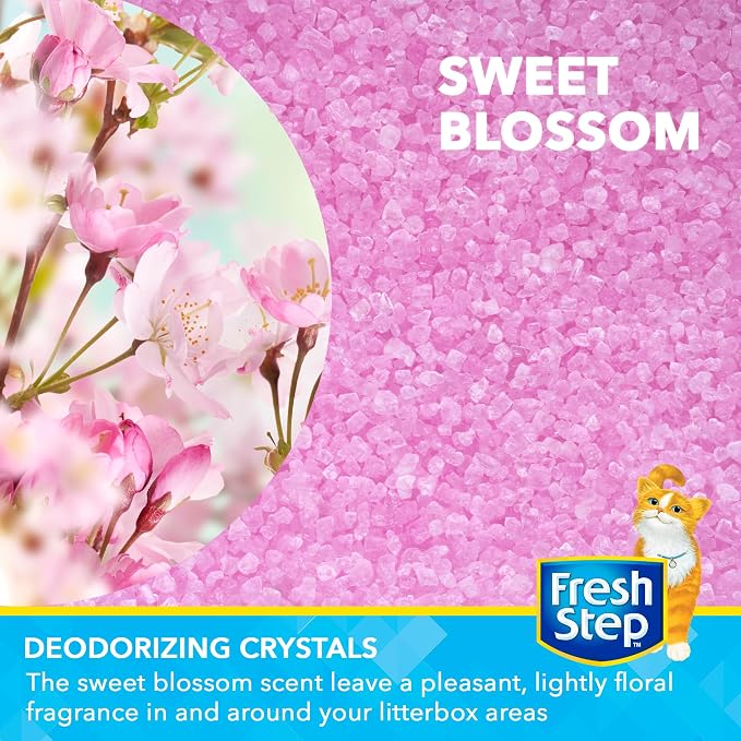 Fresh Step Sweet Blossom Cat Litter Deodorizing Crystals, 15 Oz | Non-toxic odor neutralizing formula, controls litter box smells, keeps home areas fresh, easy sprinkle