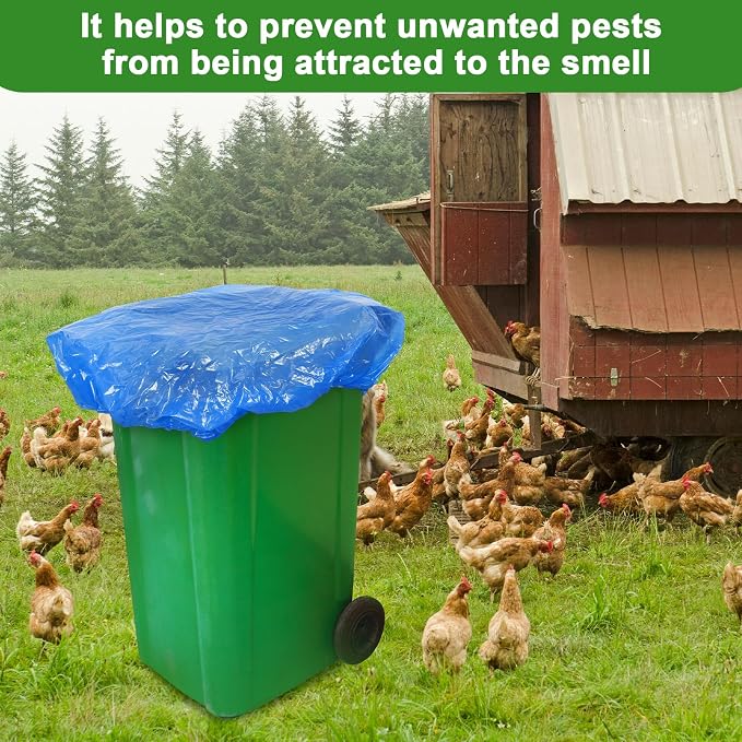 Yeaqee 12 Pcs Trash Can Covers Outdoor 90 Gallon Outside Extra Large Waste Container Cover Garbage Odor Smell Buster with Elastic Rubber Band Plastic Dustproof Cover for Household Kitchen Bin