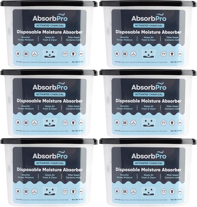 Absorb Pro Charcoal Moisture Absorber Tub 10.5 oz, 6-Pack