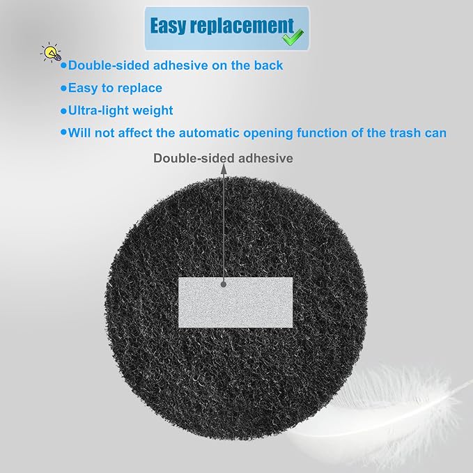 12 Pack Universal Stick-on Trash Can Odor Absorbing Filters Refills | Thick Design Activated Charcoal Purifying Deodorizer for Trash Cans, Compost Buckets, Countertop and Recycle Bins (Round)