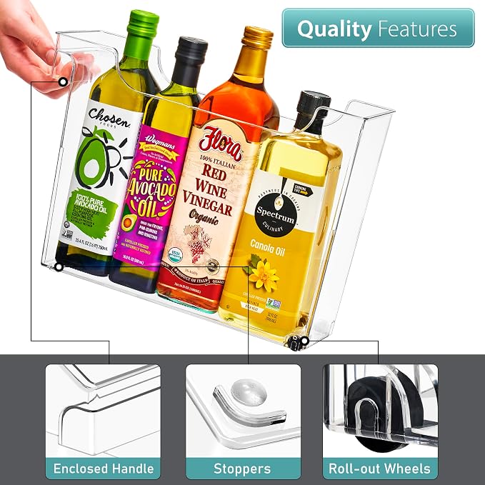 Sorbus Under-Sink Organizer Bins with Wheels & Handles (2 Sizes) | Rolling organization with easy access for spray bottles and cleaning supplies under kitchen counters.