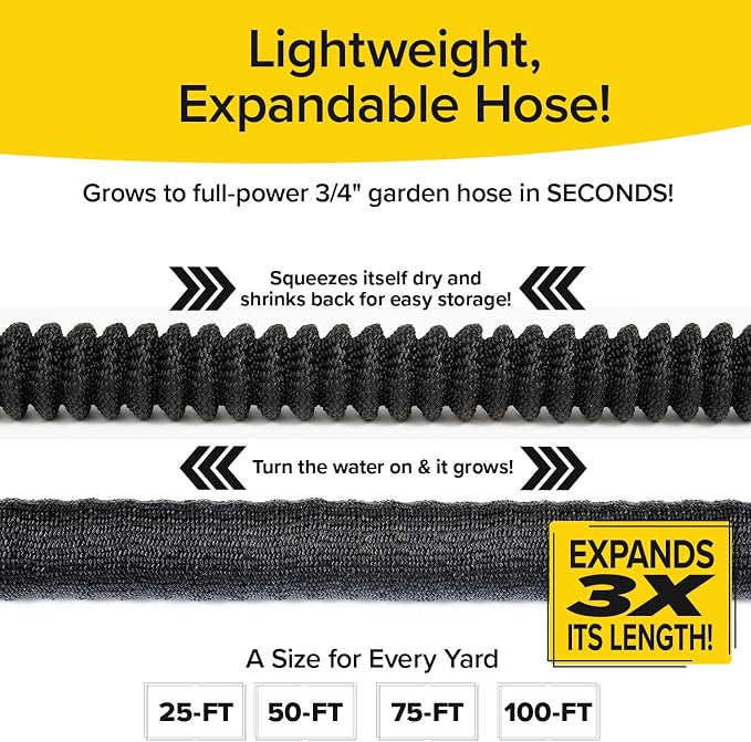 Pocket Hose 50 FT Silver Bullet 2.0 Hose, Turbo Shot Nozzle, Kink-Free | Expandable Water Hose with Turbo Shot Nozzle, Flexible Garden Hose, Kink-Free, Leak-Proof & Lightweight