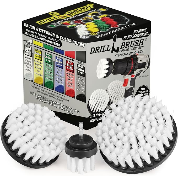 Drill Brush Attachment for Car Detailing & Washing, Wheels, Mats & Rugs | Drillbrush Car Accessories - Carpet and Upholstery Cleaner - Boat and Kayak Hull Accessories - Glass and Fiberglass Cleaner