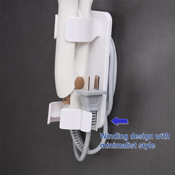 Wall-Mounted Hair Tool Organizer - Curling Iron, Straightener, and Dryer Holder for Bathroom Storage (2 Black)