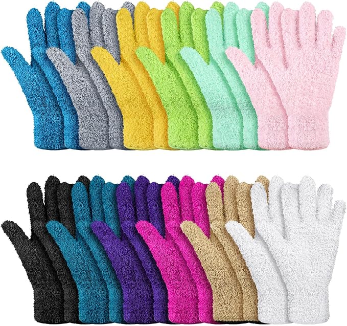 Patelai 12 Pairs Microfiber Dusting Gloves for Plants Leaf, Small | Assorted Colors,Plant Cleaning Gloves, Reusable Washable Gloves,House Furniture Blinds Dusting
