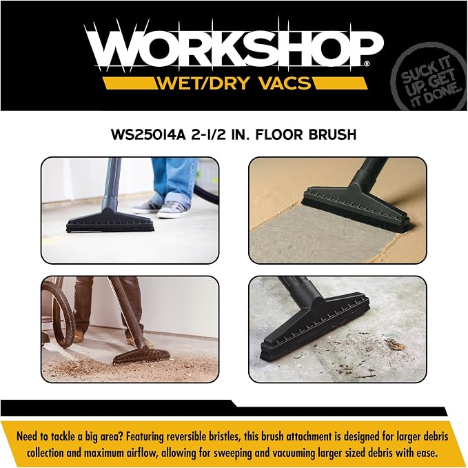 WORKSHOP Wet/Dry Vacs WS25014A 2-1/2-in. Floor Brush Vacuum Attachment