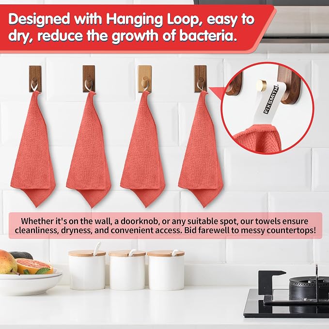 Red Microfiber Cleaning Cloth -Pack of 12, Highly Absorbent Cleaning Rags, 16"X12" All Purpose Cleaning Towels for Housekeeping, Kitchen, Car, Lint Free and Reusable Microfiber Towels