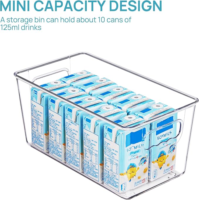 Vtopmart 12 Pack Clear Storage Bins, Pantry Storage Bins with Handle, Small