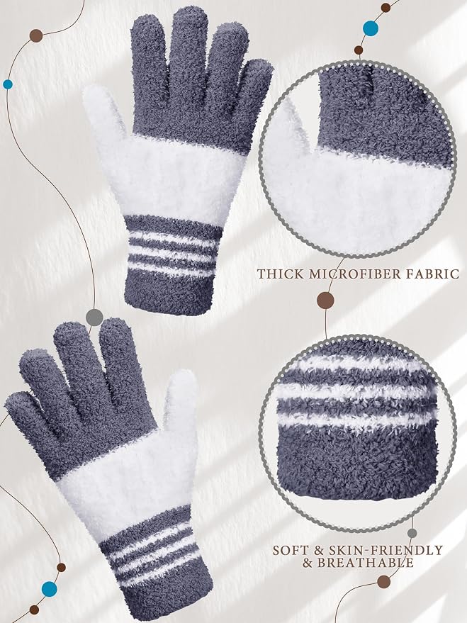 Patelai 3 Pairs Microfiber Dusting Gloves for Plants Leaf, Medium | Dark Blue, Gray, Khaki, White,Plant Cleaning Gloves, Reusable Washable Gloves,House Furniture Blinds Dusting