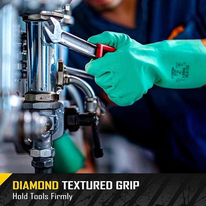 COOLJOB 18 Mil Chemical Resistant Nitrile Gloves 13" Long, Resist Household Acid, Alkali, Solvent and Oil, Latex Rubber Free