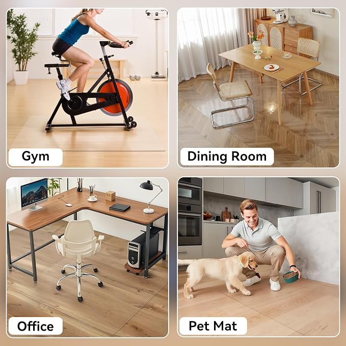 Clear Office Chair Mat for Hardwood Floor, 48 x 96 in Desk Floor Protector | Heavy Duty Plastic Floor Mat, Smooth Rolling, Easy to Clean, Protects Wood & Tile Floors, Ideal for Computer & Gaming Chairs