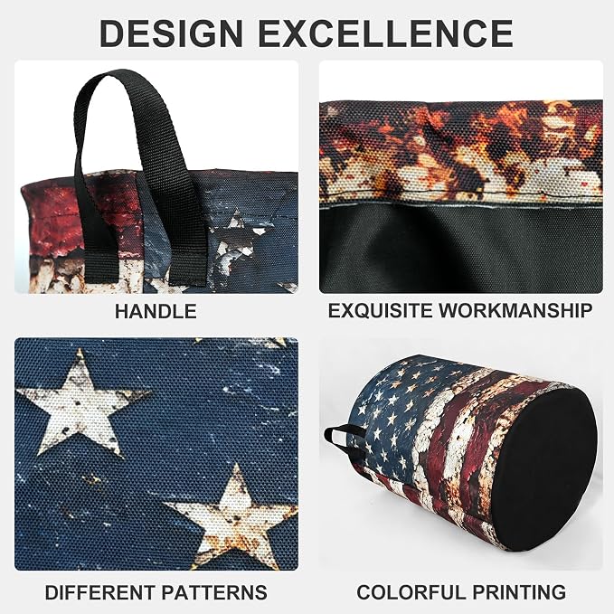 Flag Laundry Basket Foldable Oxford Laundry Hamper With Handle For Room Bathroom Bedroom
