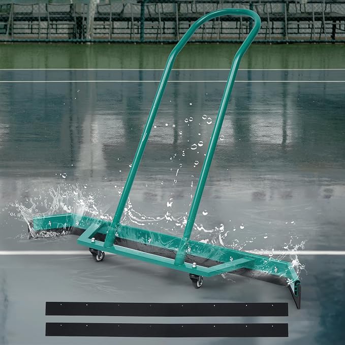 AIWFL 4.3FT Aluminium Alloy Sport Tennis Court Squeegee with Wheels | Tennis Court Rain Shuttle with Additional 2 EVA Foam Blade,Professional Squeegees Floor Water Remover Squeegee Broom,Green