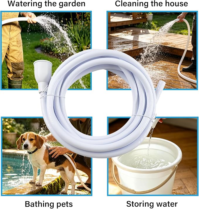16.4FT/5M Sink Extension Hose,Sink Hose Adapter,Portable Water Transfer Accessories for Gardening, Watering, and Outdoor Cleaning with Adjustable Clamp