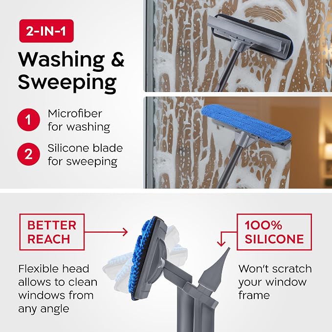 Tyroler Professional Window Squeegee with Extension Pole 6-25ft | | Squeegee for Window Cleaning | Outdoor Window Cleaner Tool | Windows Washing Kit with Extension Pole