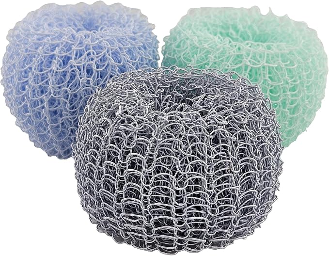 Fox Run Mesh Dish Scrubber Set, 3 Multicolor Polyester Kitchen Cleaners | Easily Clean Plates, Pots & Glasses | Dish Sponges For Nonstick Pans | Kitchen Cleaning | Reusable Kitchen Scrub Sponge Set