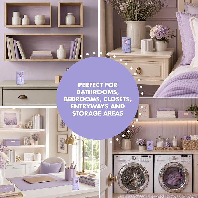 Arm & Hammer OdorBusterz ShelfMATE™, Lavender – Decorative Odor Absorber with Baking Soda for Small Spaces, Closets & Storage Areas