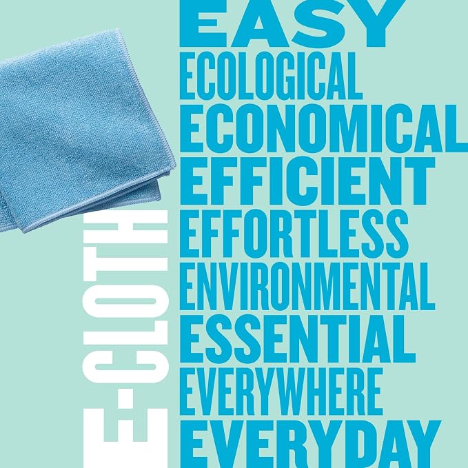 E-Cloth General Purpose Cleaning Cloth Kit, Reusable Cleaning Towel, 8 Pack | Cleaning Cloths for House, Versatile Use for Glasses, Windows, Mirrors, Cars, Cameras, Cleans with Water, Alaskan Blue
