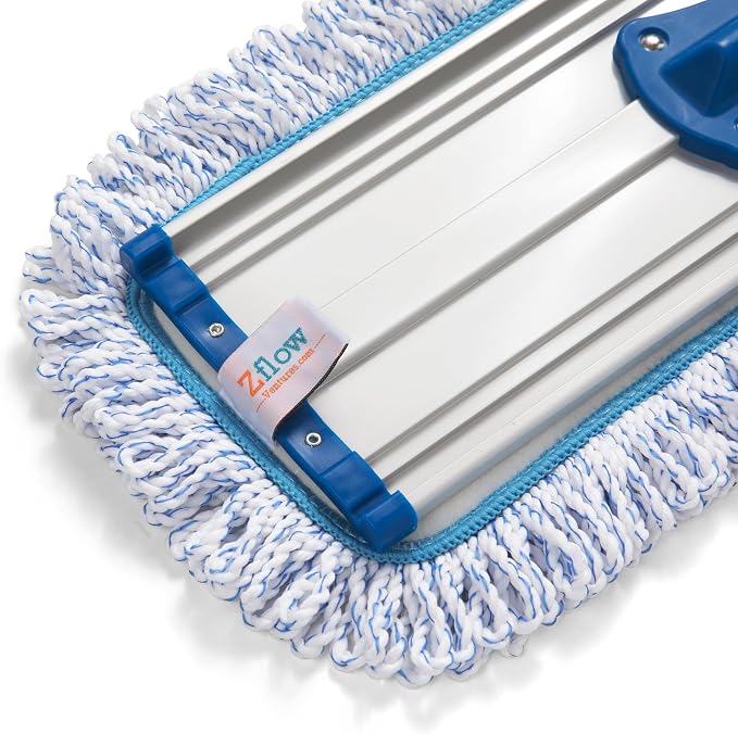 Zflow 18" Professional Microfiber Mop - Commercial Stainless Steel Handle with Microfiber Dust Pad + 3 Wet Pads