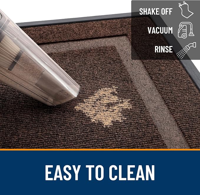 OLANLY Front Door Mat Outside 35x23, All-Season Heavy-Duty Rubber Doormat | Dark Brown, Absorbent, Stain Fade Resistant, Waterproof Non-Slip Backing, Low-Profile Indoor Outdoor Floor Mat for Entryway