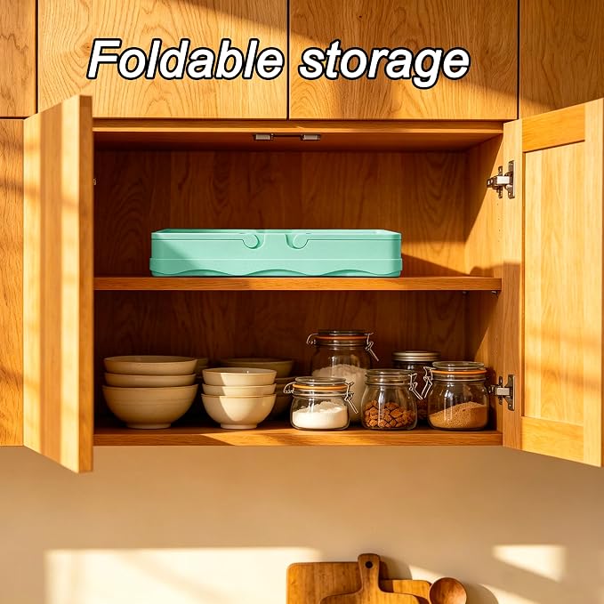 Foldable Small Plastic Baskets with Lids and Handles for Organizing,Collapsible Storage Crates, Stackable Bins for Home Kitchen Bedroom Bathroom Office (Blue, 12 * 8 * 7)