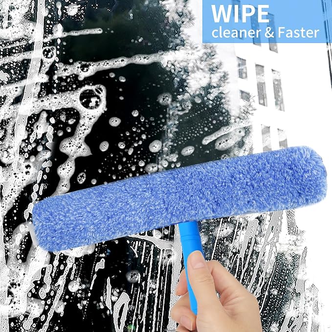 Window Cleaning Kit with Bucket,Squeegee for Window Cleaning | 3 Gallon Storage Bucket,14" Window Squeegee and Microfiber Scrubber, Window Cleaning Tool for Home, Outdoor, Commercial
