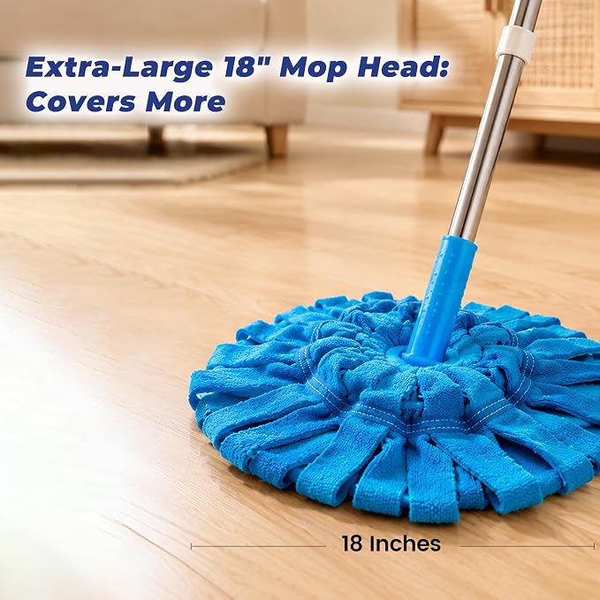 EaseYourDay Self-Wringing Twist Mop, Microfiber Floor Mop with 2 Heads