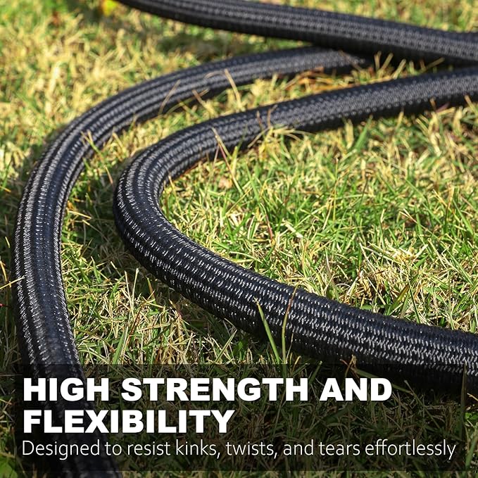 Garden Hose 25FT, Lightweight Flexible Water Hose | Solid Brass Fittings,10 Function nozzle, Wear Resistant, Non-Expandable, Yard, Lawn, Car Washing
