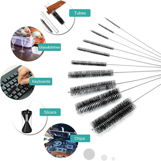 Straw Cleaner Brush, 10 Pieces 8.2 Inch Bottle Brush, Nylon Tube Brushes Kit for Reusable Drinking Straws, Sippy Cup, Tumbler, Water Bottle