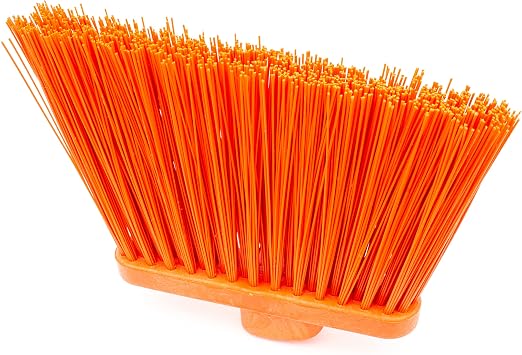 SPARTA Plastic Broom Head, Angled, Un-Flagged for Large Debris Indoor, Outdoor, Home, Restaurant, Lobby, Office, 12 Inches, Orange