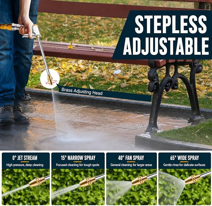 Garden Hose Nozzle, Heavy Duty High Pressure Water Spray Nozzle with 8 Spray Patterns, Leakproof Metal Hose End Sprayer for Car Wash, Watering Plants, Cleaning Patio, and Pet Shower