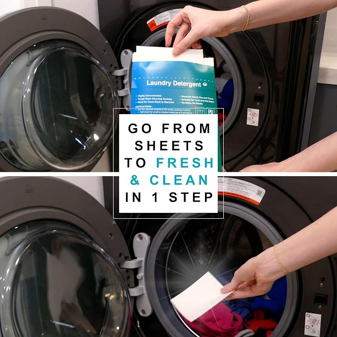 Laundry Detergent Sheets + Cleaning Sample Pack, Fresh Scent | 180 Loads, Includes 4-Sheet Sample Pack, Ultra-Concentrated, Works in Hot & Cold Water, Home & Travel