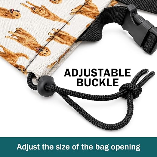 Golden Retriever Dog Car Trash Bag Hanging for Back Seat | Canvas Drawstring Car Garbage Bag with Adjustable Buckle Vehicle Trash Can,Golden Retriever Gifts for Women Men