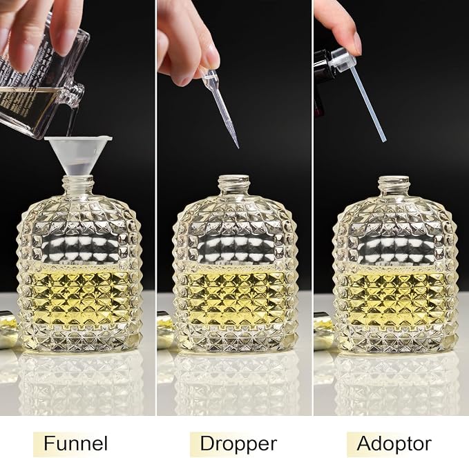 50ml/1.7 Oz Glass Spray Bottle Perfume Atomizer Empty Refillable | Perfume Travel Spray Bottle,Fine Mist Cologne Perfume Container with 3 Kinds of Dispenser