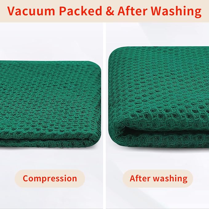 Homaxy 100% Cotton Waffle Weave Kitchen Dish Cloths 6-Pack, Dark Green | 12 x 12 Inches, Ultra Soft Absorbent Dish Towels, Quick Drying Dish Rags with Hanging Loop