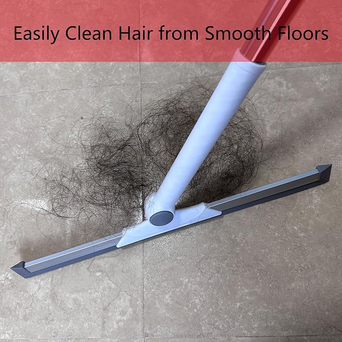 Silicone Air Broom Sweeper Squeegee for Cleaning Pet Hair Grey | Adjustable Small Handle to Clean Floor, Bathroom, Kitchen, Glass, Window, Water