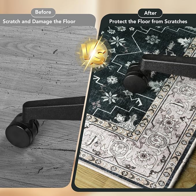 Office Chair Mat for Hardwood Floor&Tile Floor,36"X 48"-Frame Black White | Heavy Duty Desk Chair Mat for Hard Floors,Under Desk Rug for Rolling Computer Chair,Anti Slip,Low Pile Carpet Floor