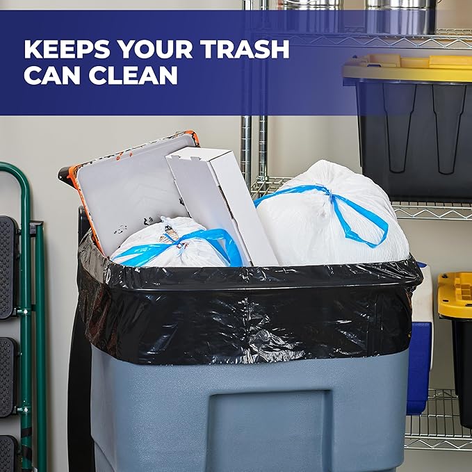 Hefty 65 Gallon Cart Liner Extra Large Trash Bags, Black, Unscented, 10ct | Fits Residential Curbside Carts and Trash Cans with Wheels, Drawstring Closure, Arm and Hammer Odor Control
