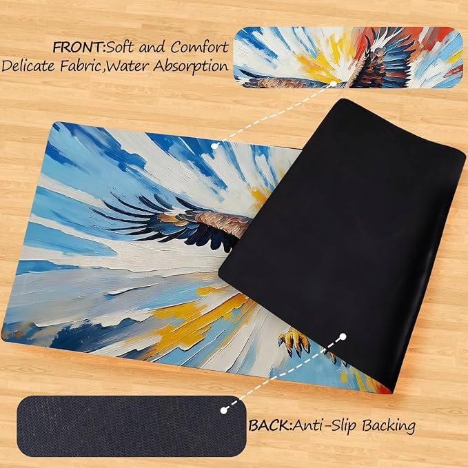ANNA QUEEN Colorful Flying Eagle Laundry Room Rug Runner 20x47 Inch -Waterproof Non-Slip Floor Mat for Front Load Washer Dryer,American Patriotic Decor,Machine Washable