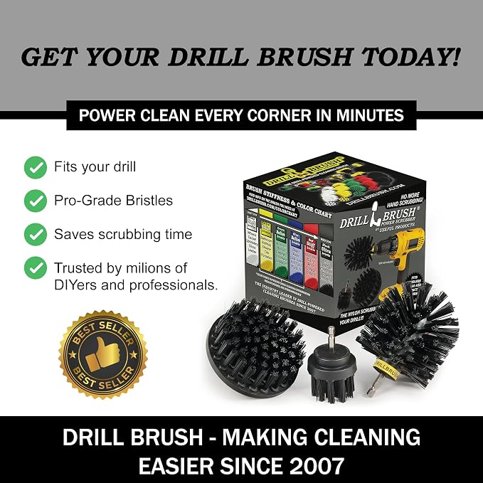 BBQ Cleaning Kit Water Calcium Mineral - Electric Grill Brush for Drill | Cleaning Accessories Industrial Brushes - Baked on Food, Electric Smoker, Drill Brush Attachments for Stain and Rust Remover
