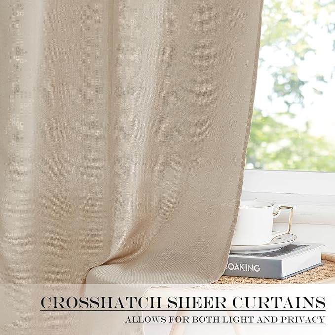 NICETOWN Anogra Linen Door Curtains 50 inch Length 1 Panel | Farmhouse Kitchen Light Filtering Sidelight Window Cover, Rod Pocket Sheer Door Shade for Classroom, 1 Panel, 26 inch Wide