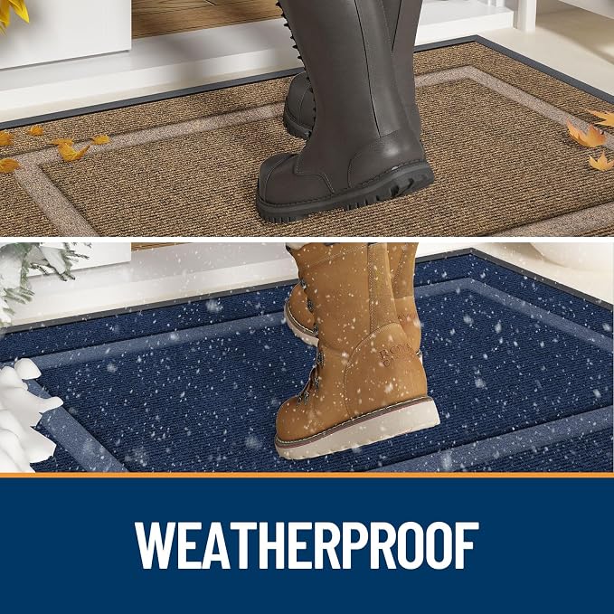 OLANLY Front Door Mat Outside 47x32, All-Season Heavy-Duty Rubber Doormat | Blue, Absorbent, Stain and Fade Resistant, Waterproof Non-Slip Backing, Low-Profile Indoor Outdoor Floor Mat for Entryway